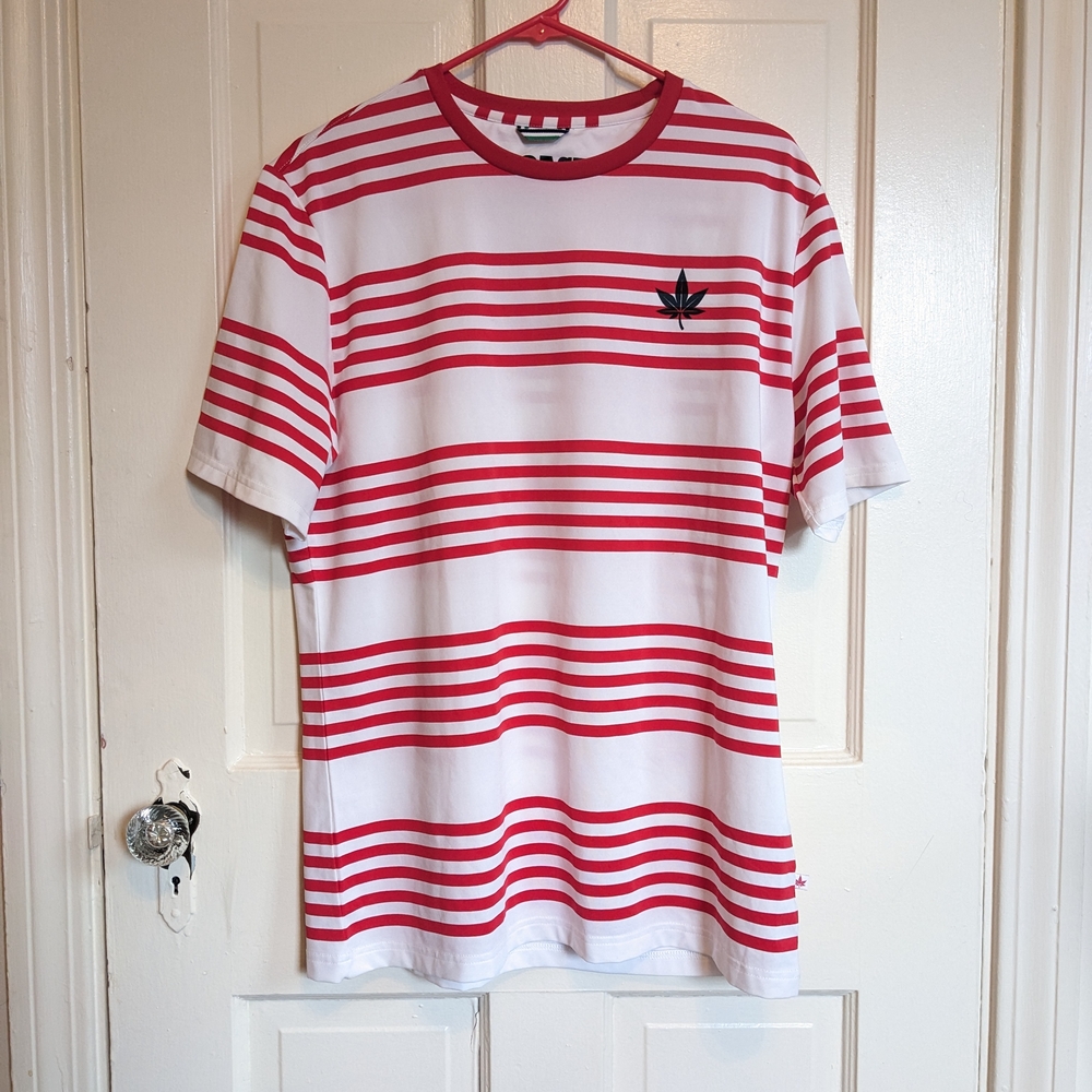 Red and White Striped Men's Shirt